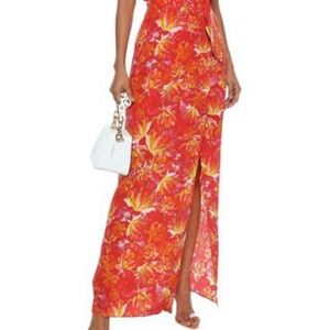 NWT Isolda Orange Floral‎ Gilda Wrap Skirt SZ XS